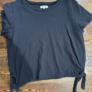 Madewell Black Short Sleeve Top with Side Ties